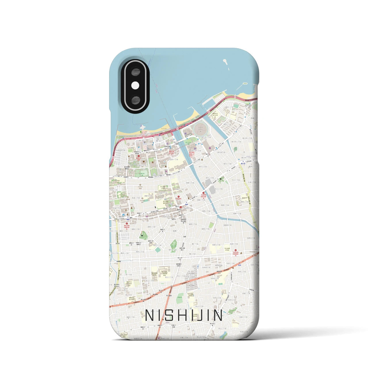 【西新(福岡県)】地図柄iPhoneケース(バックカバータイプ)