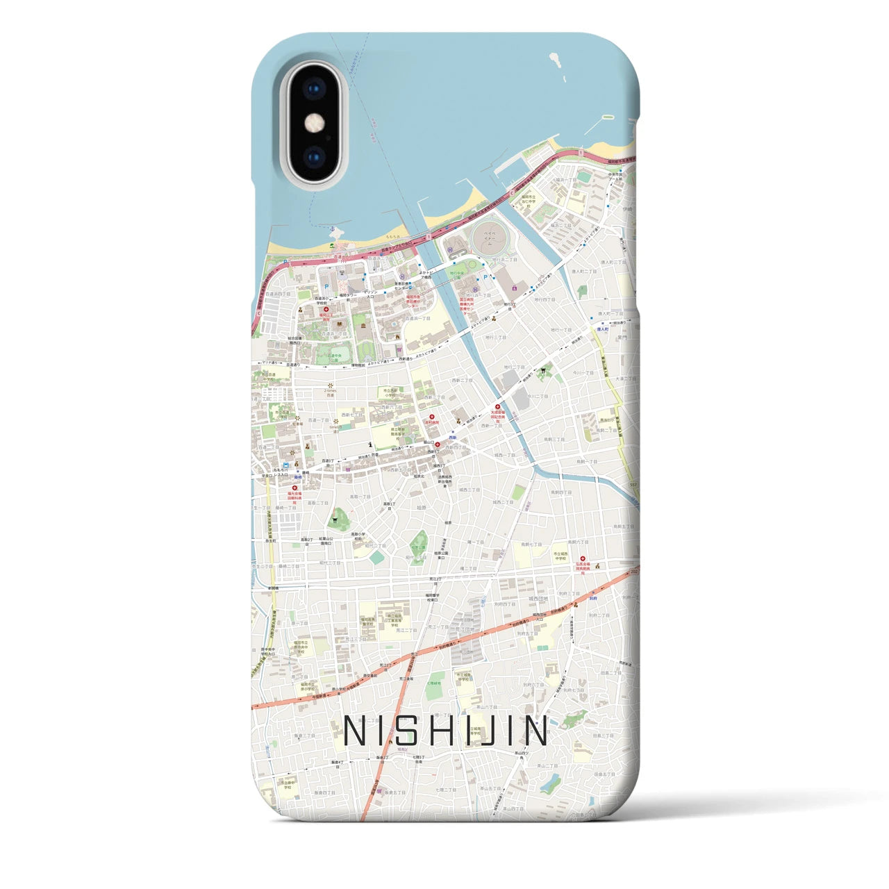 【西新(福岡県)】地図柄iPhoneケース(バックカバータイプ)