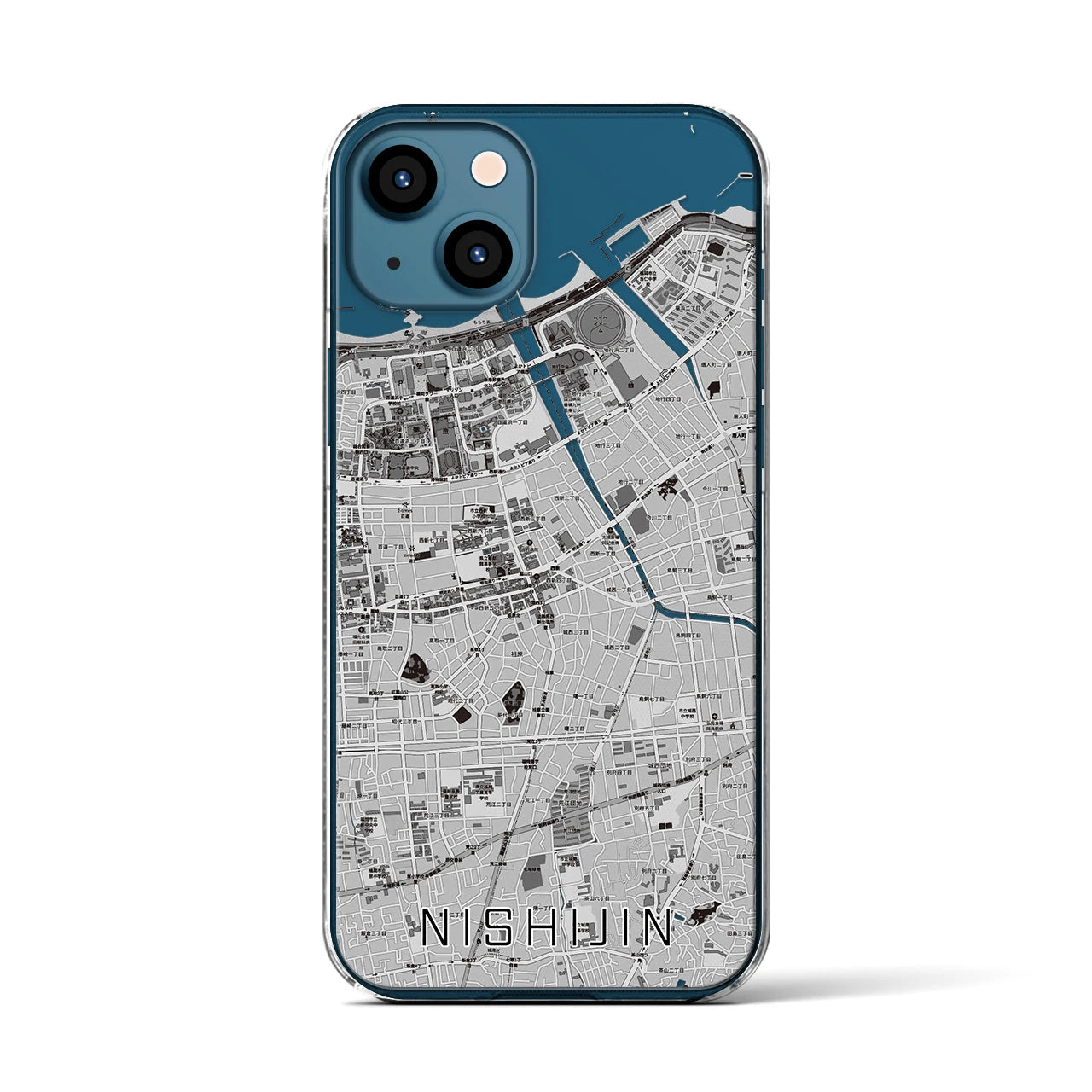 【西新(福岡県)】地図柄iPhoneケース(クリアタイプ)