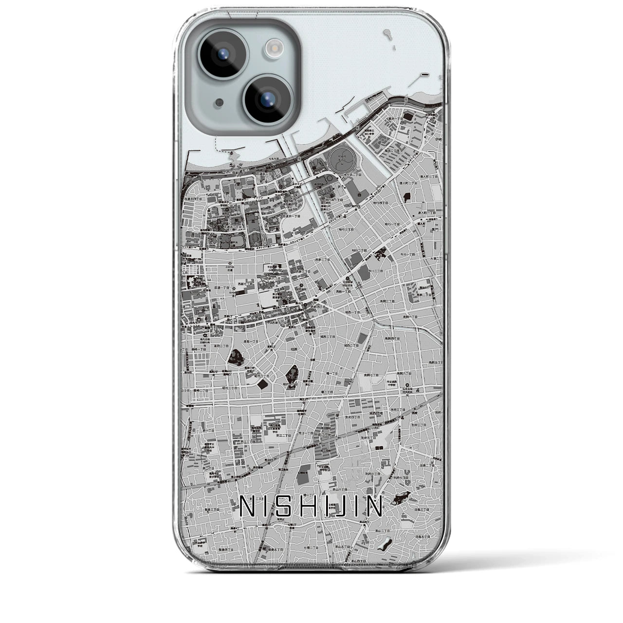 【西新(福岡県)】地図柄iPhoneケース(クリアタイプ)