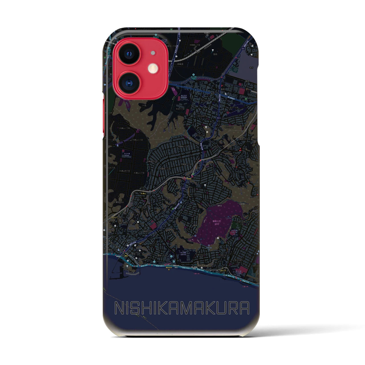 【西鎌倉(神奈川県)】地図柄iPhoneケース(バックカバータイプ)