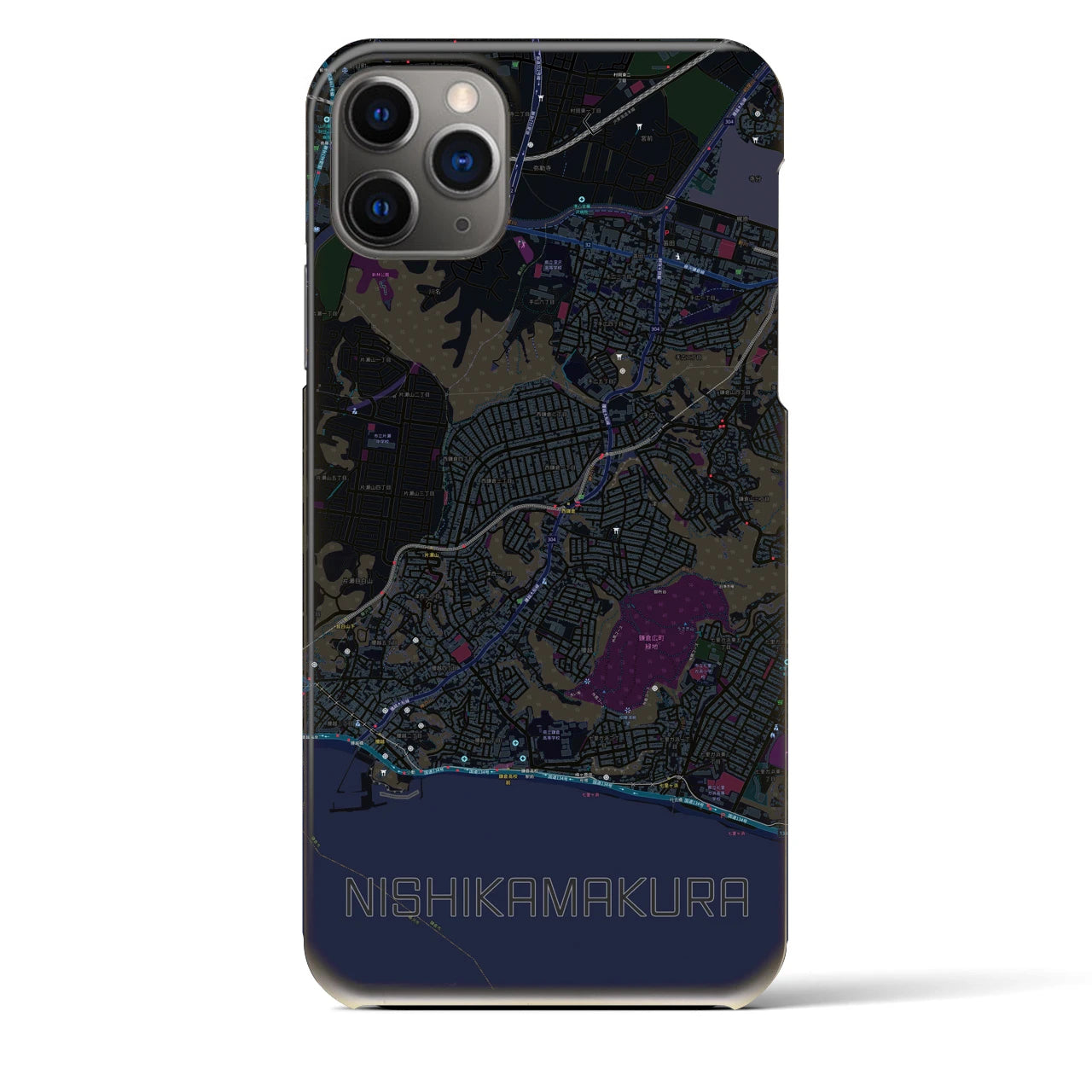 【西鎌倉(神奈川県)】地図柄iPhoneケース(バックカバータイプ)