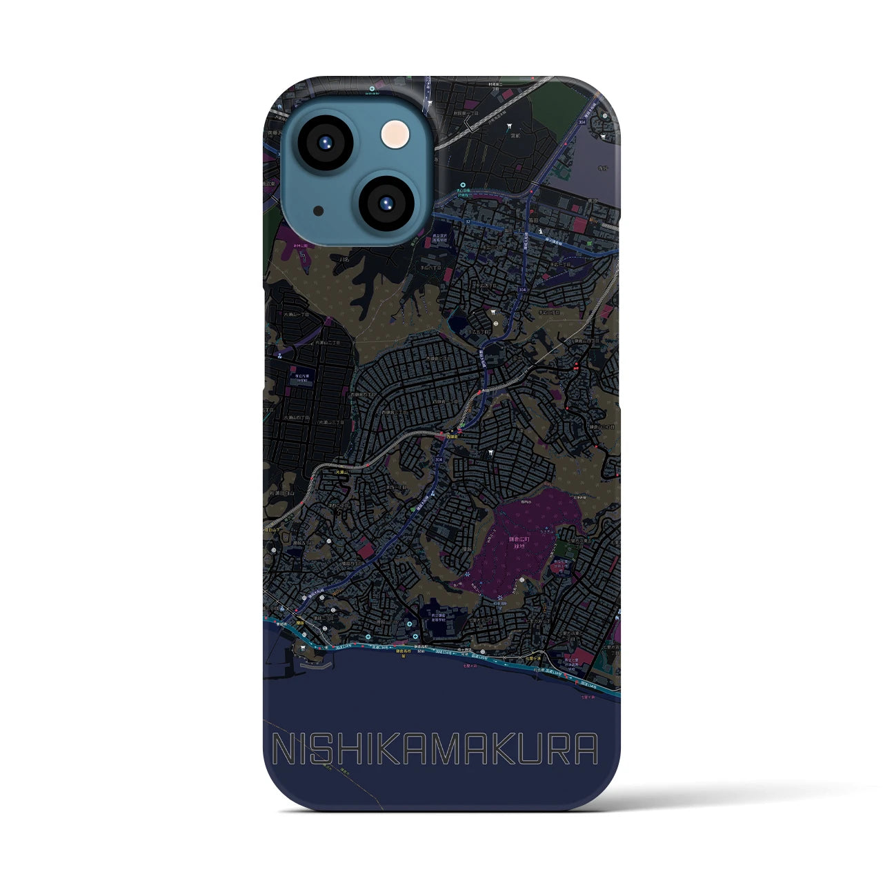 【西鎌倉(神奈川県)】地図柄iPhoneケース(バックカバータイプ)