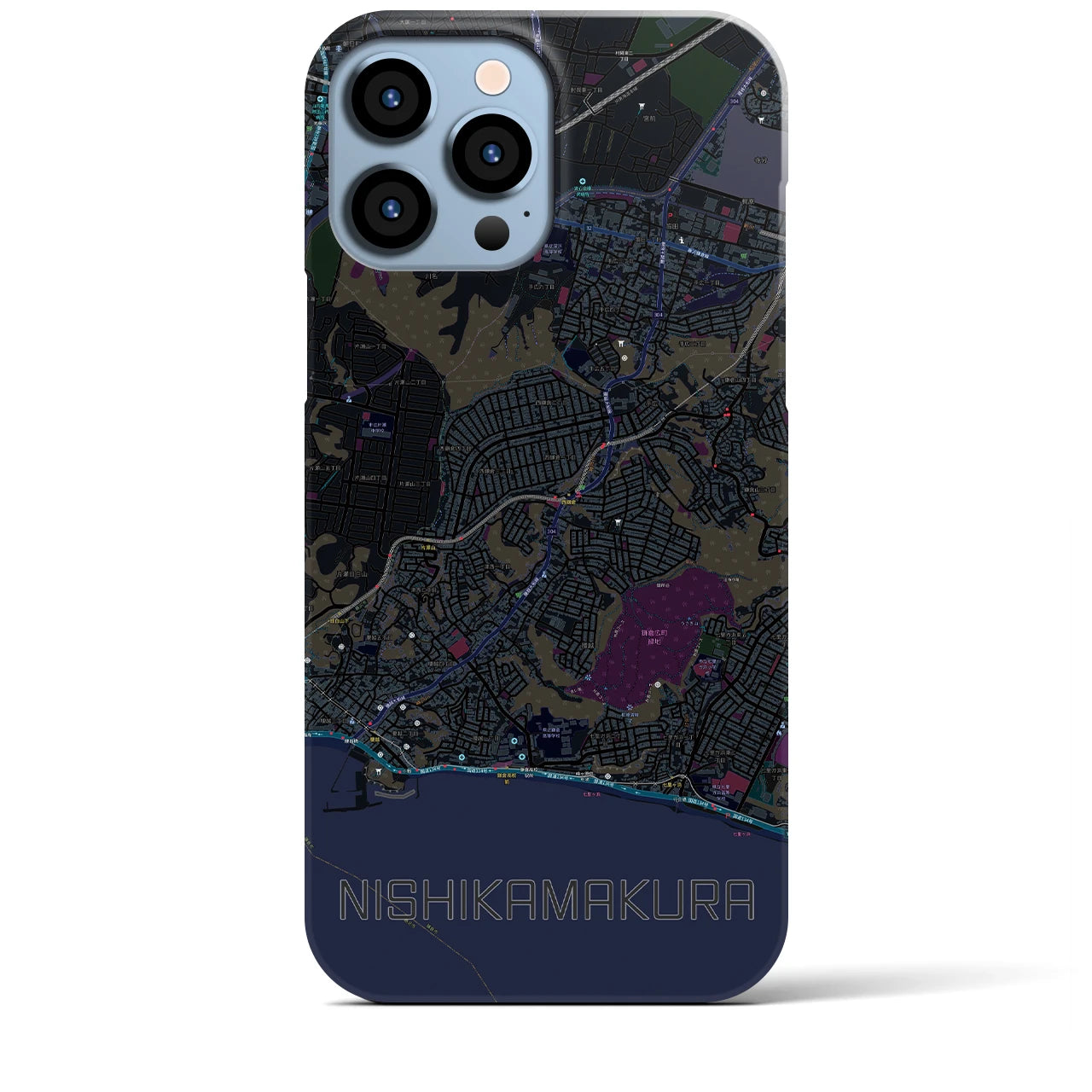 【西鎌倉(神奈川県)】地図柄iPhoneケース(バックカバータイプ)