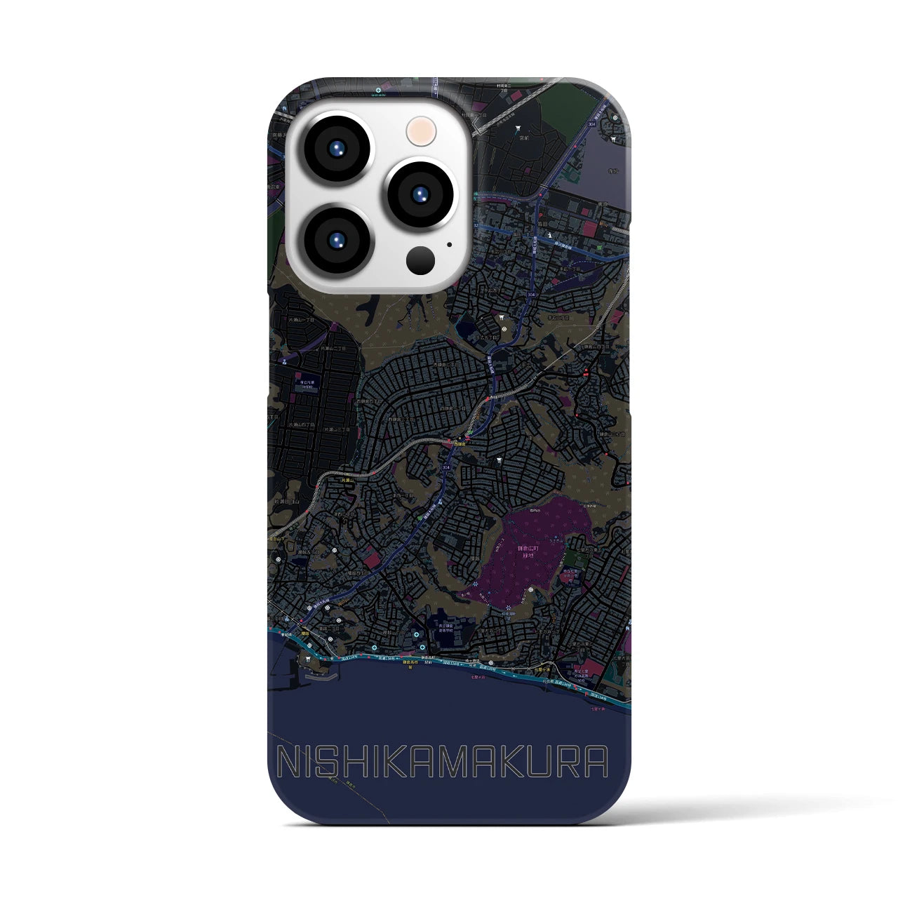 【西鎌倉(神奈川県)】地図柄iPhoneケース(バックカバータイプ)