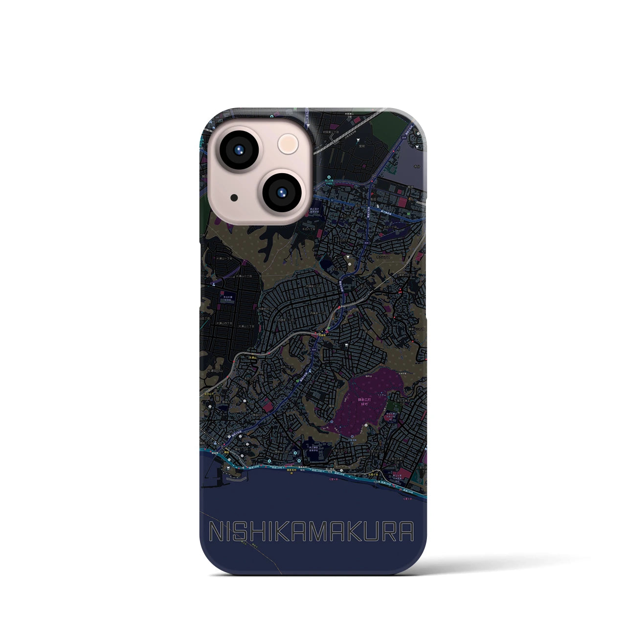 【西鎌倉(神奈川県)】地図柄iPhoneケース(バックカバータイプ)
