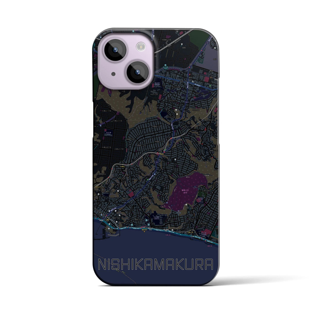 【西鎌倉(神奈川県)】地図柄iPhoneケース(バックカバータイプ)