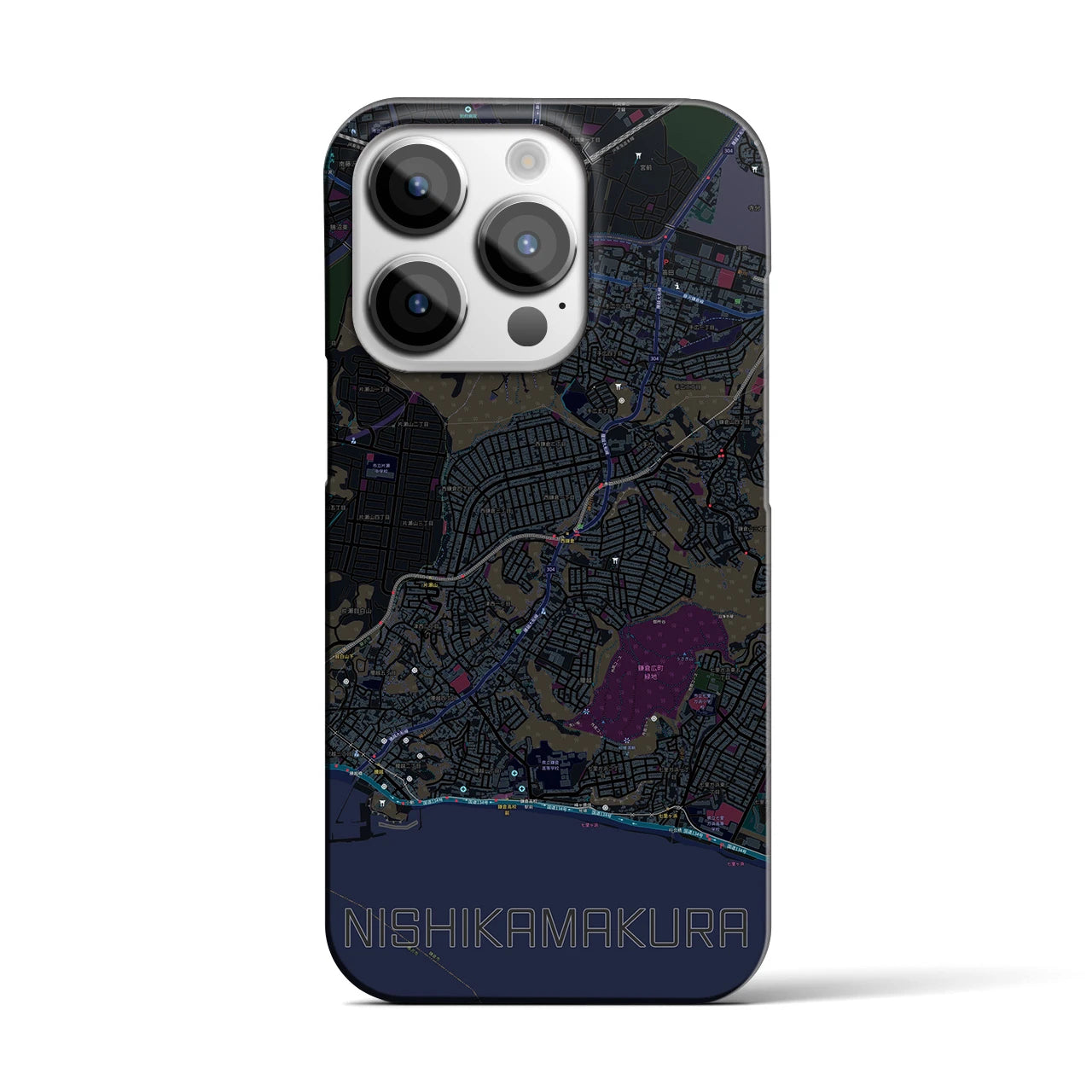 【西鎌倉(神奈川県)】地図柄iPhoneケース(バックカバータイプ)