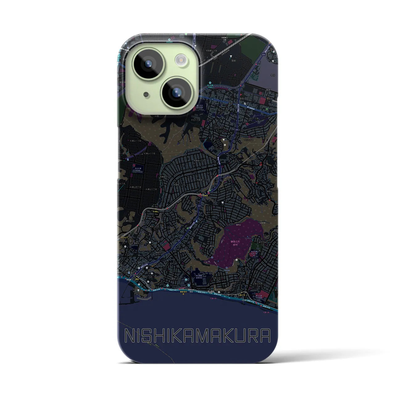 【西鎌倉(神奈川県)】地図柄iPhoneケース(バックカバータイプ)
