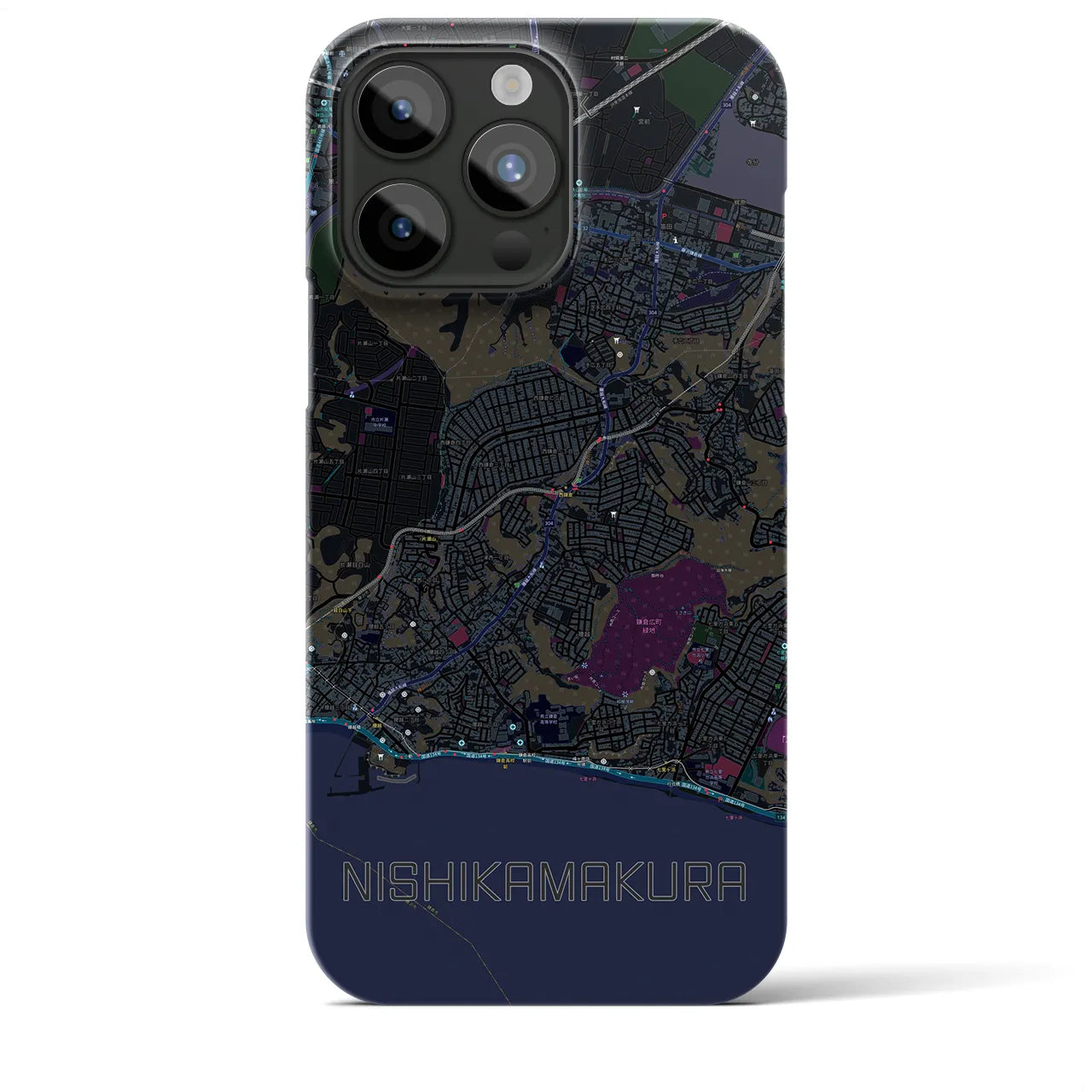 【西鎌倉(神奈川県)】地図柄iPhoneケース(バックカバータイプ)