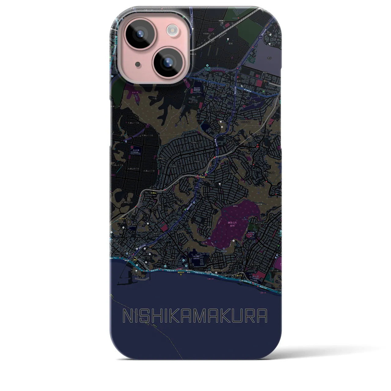 【西鎌倉(神奈川県)】地図柄iPhoneケース(バックカバータイプ)