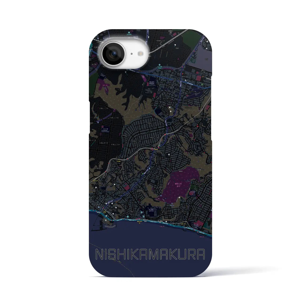 【西鎌倉(神奈川県)】地図柄iPhoneケース(バックカバータイプ)