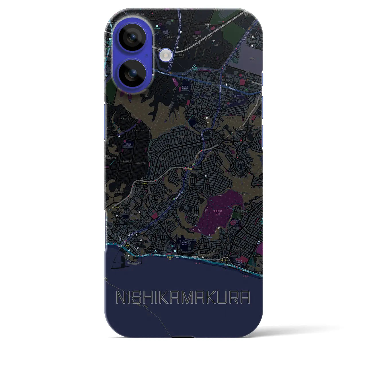 【西鎌倉(神奈川県)】地図柄iPhoneケース(バックカバータイプ)