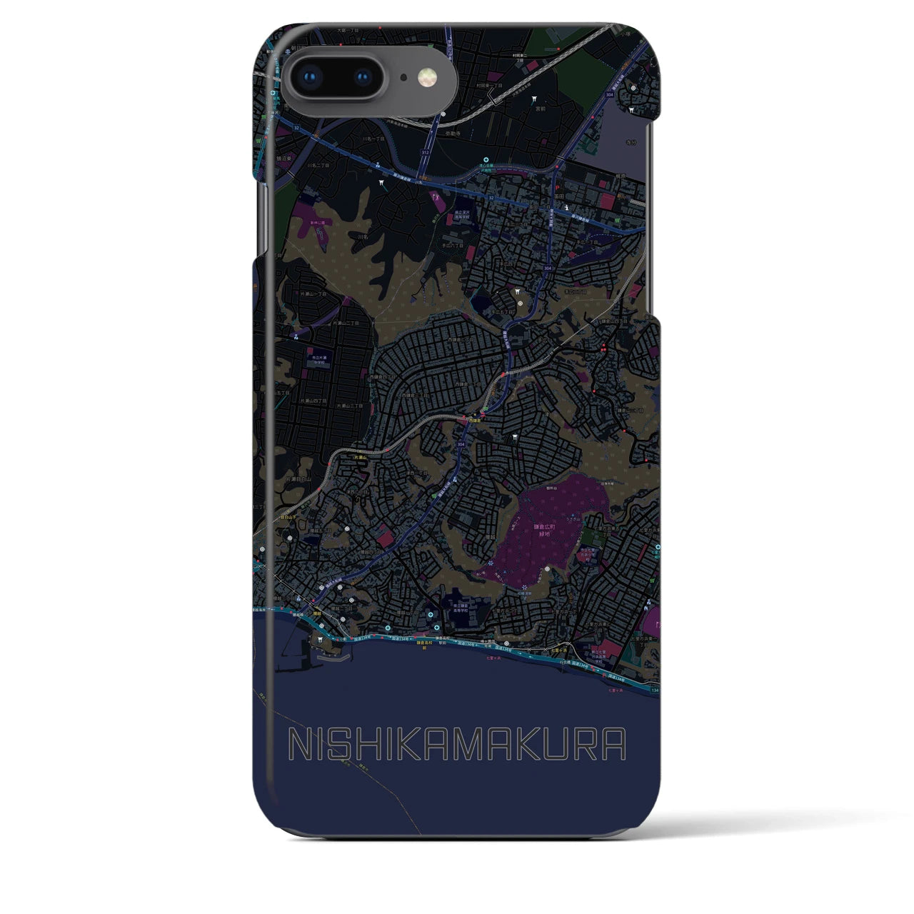 【西鎌倉(神奈川県)】地図柄iPhoneケース(バックカバータイプ)