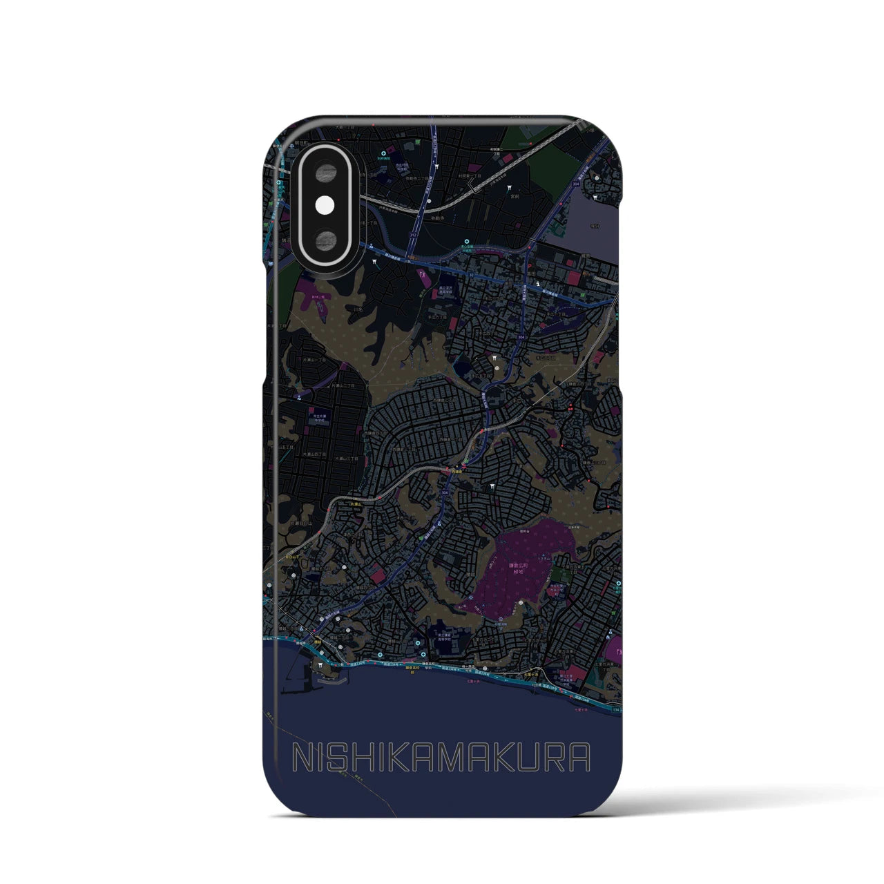 【西鎌倉(神奈川県)】地図柄iPhoneケース(バックカバータイプ)