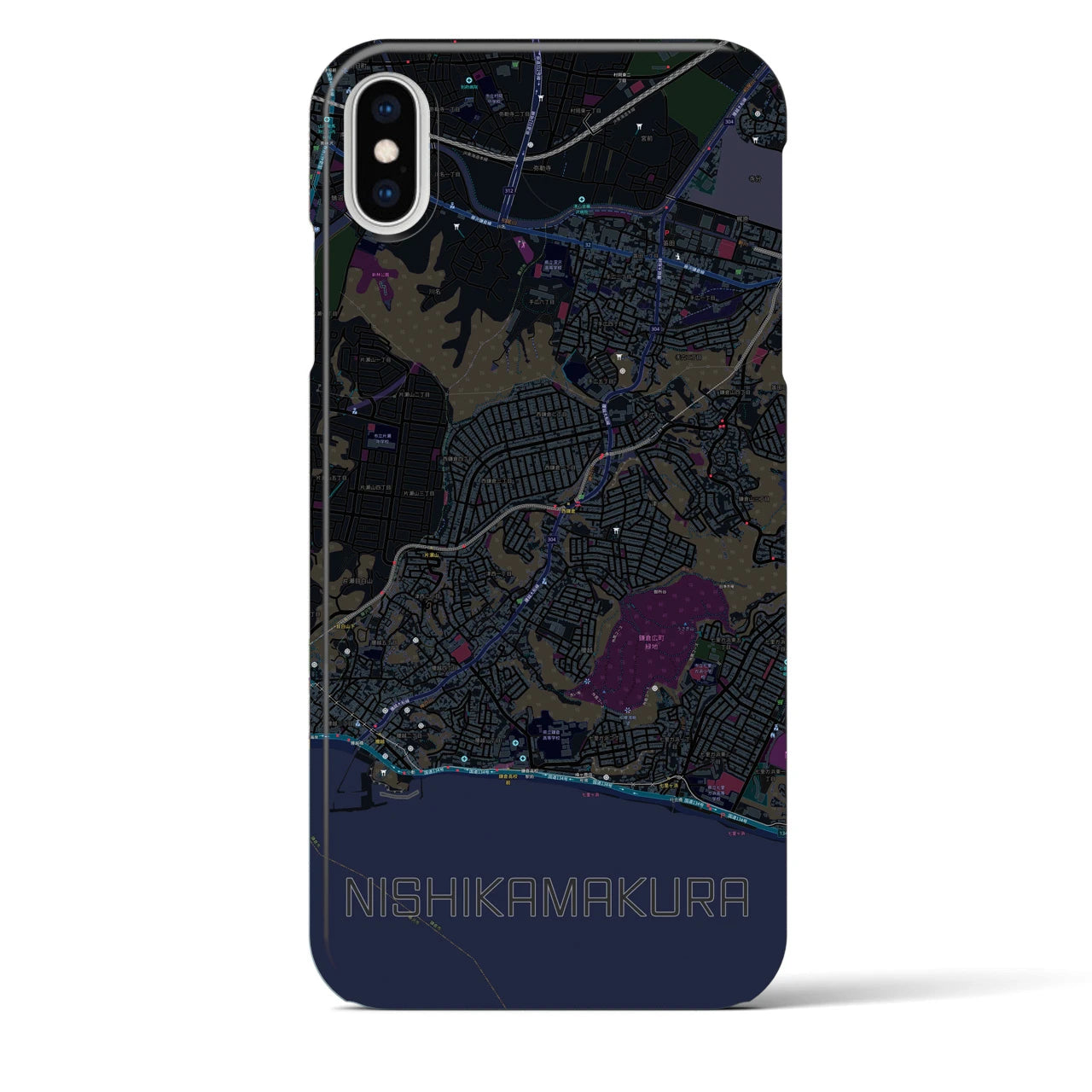 【西鎌倉(神奈川県)】地図柄iPhoneケース(バックカバータイプ)