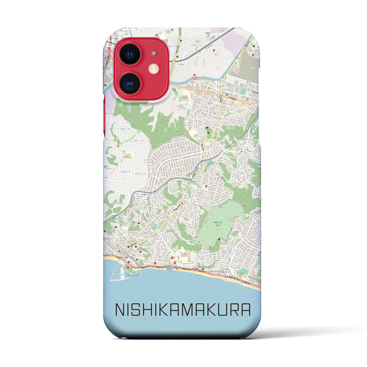 【西鎌倉(神奈川県)】地図柄iPhoneケース(バックカバータイプ)