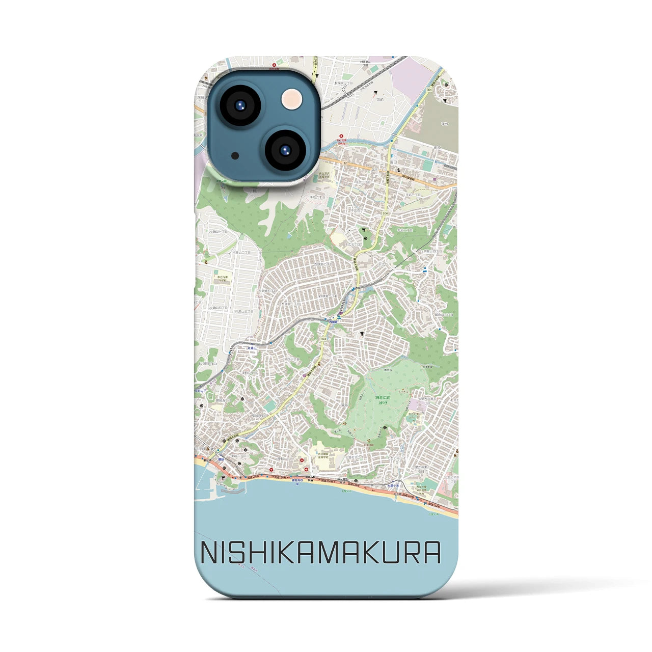 【西鎌倉(神奈川県)】地図柄iPhoneケース(バックカバータイプ)