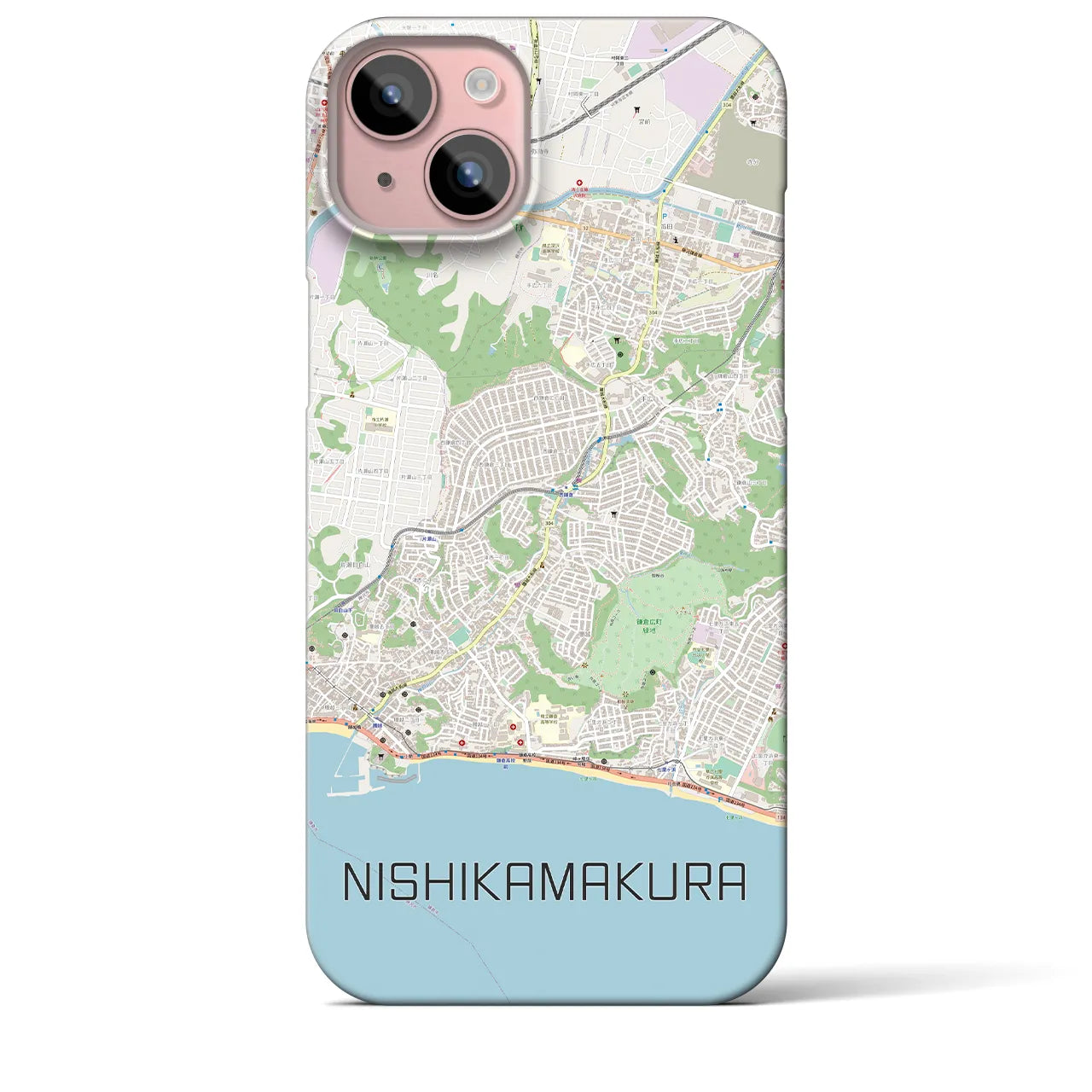 【西鎌倉(神奈川県)】地図柄iPhoneケース(バックカバータイプ)