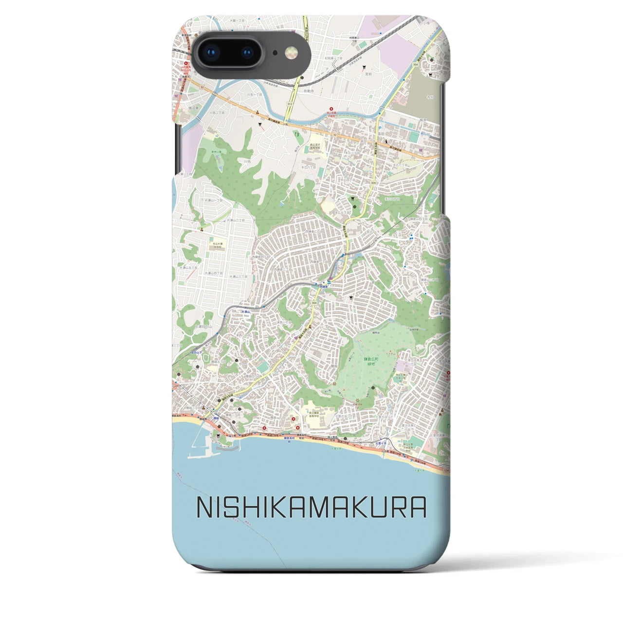 【西鎌倉(神奈川県)】地図柄iPhoneケース(バックカバータイプ)