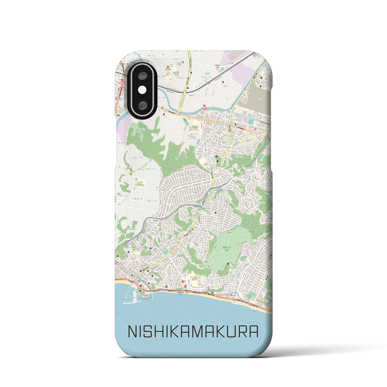 【西鎌倉(神奈川県)】地図柄iPhoneケース(バックカバータイプ)