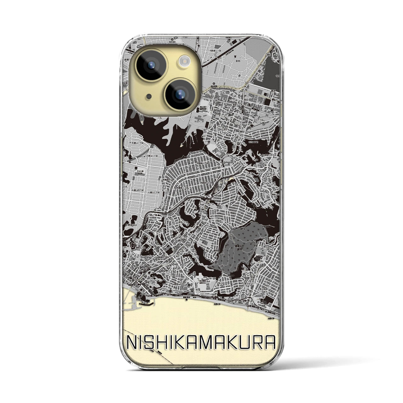 【西鎌倉(神奈川県)】地図柄iPhoneケース(クリアタイプ)