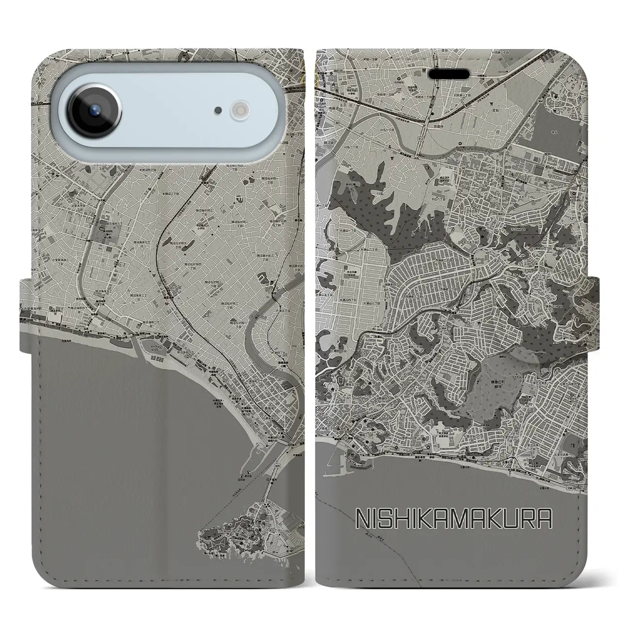 【西鎌倉(神奈川県)】地図柄iPhoneケース(手帳タイプ)