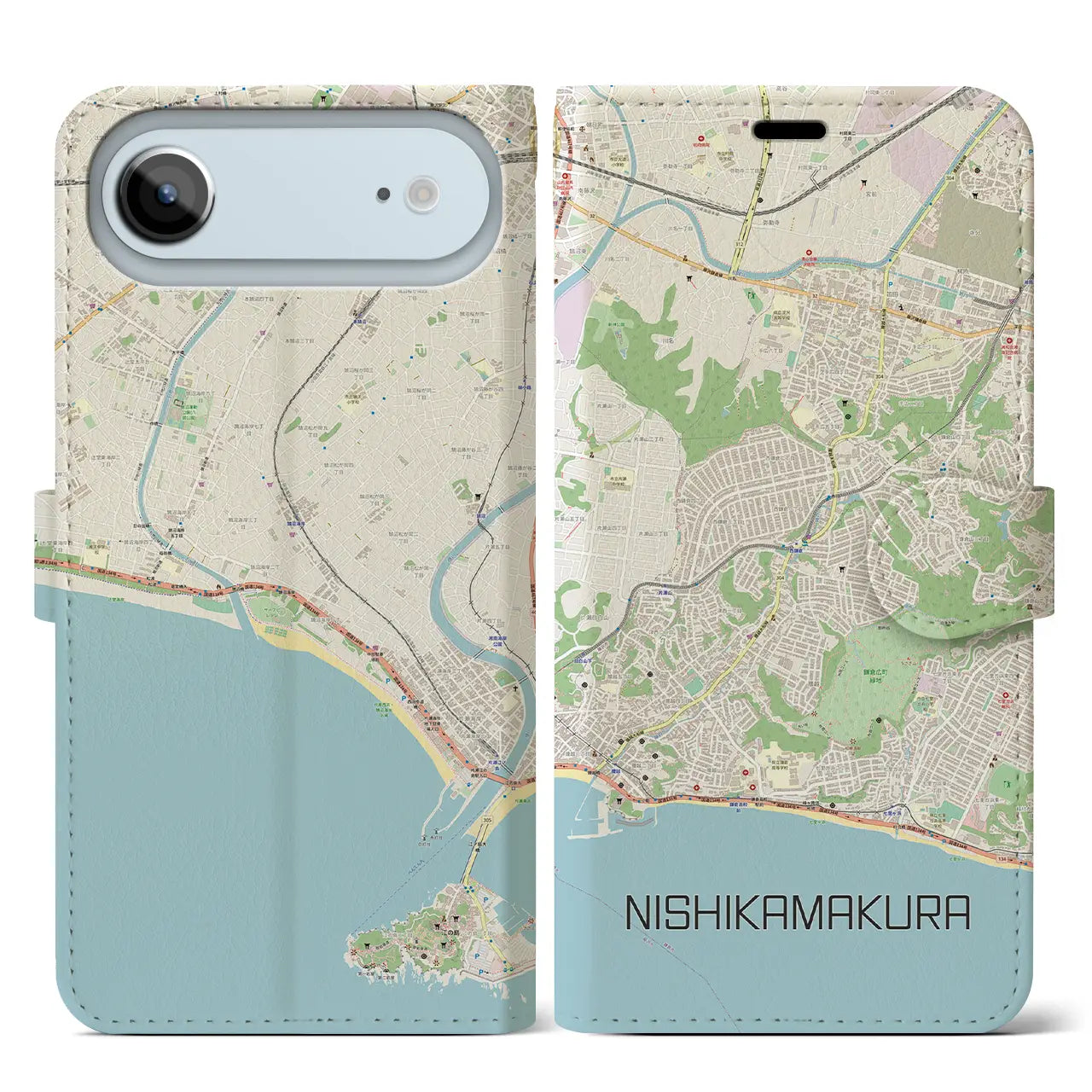 【西鎌倉(神奈川県)】地図柄iPhoneケース(手帳タイプ)