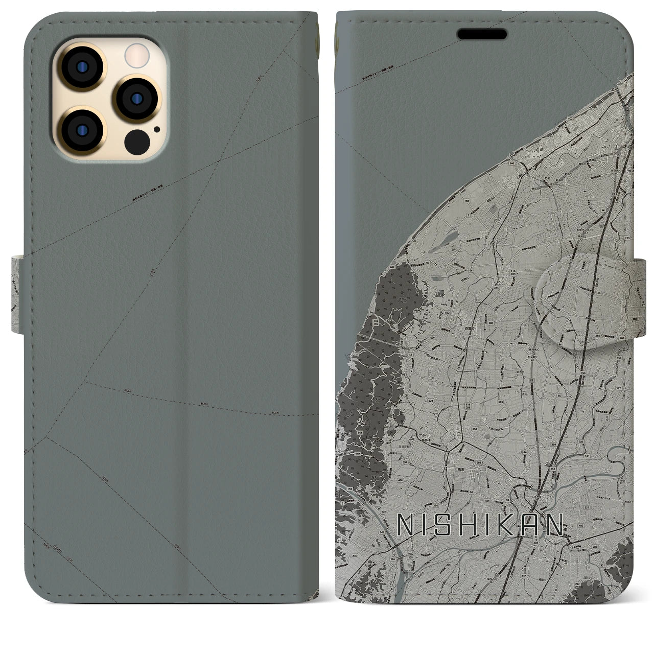 【西蒲(新潟県)】地図柄iPhoneケース(手帳タイプ)