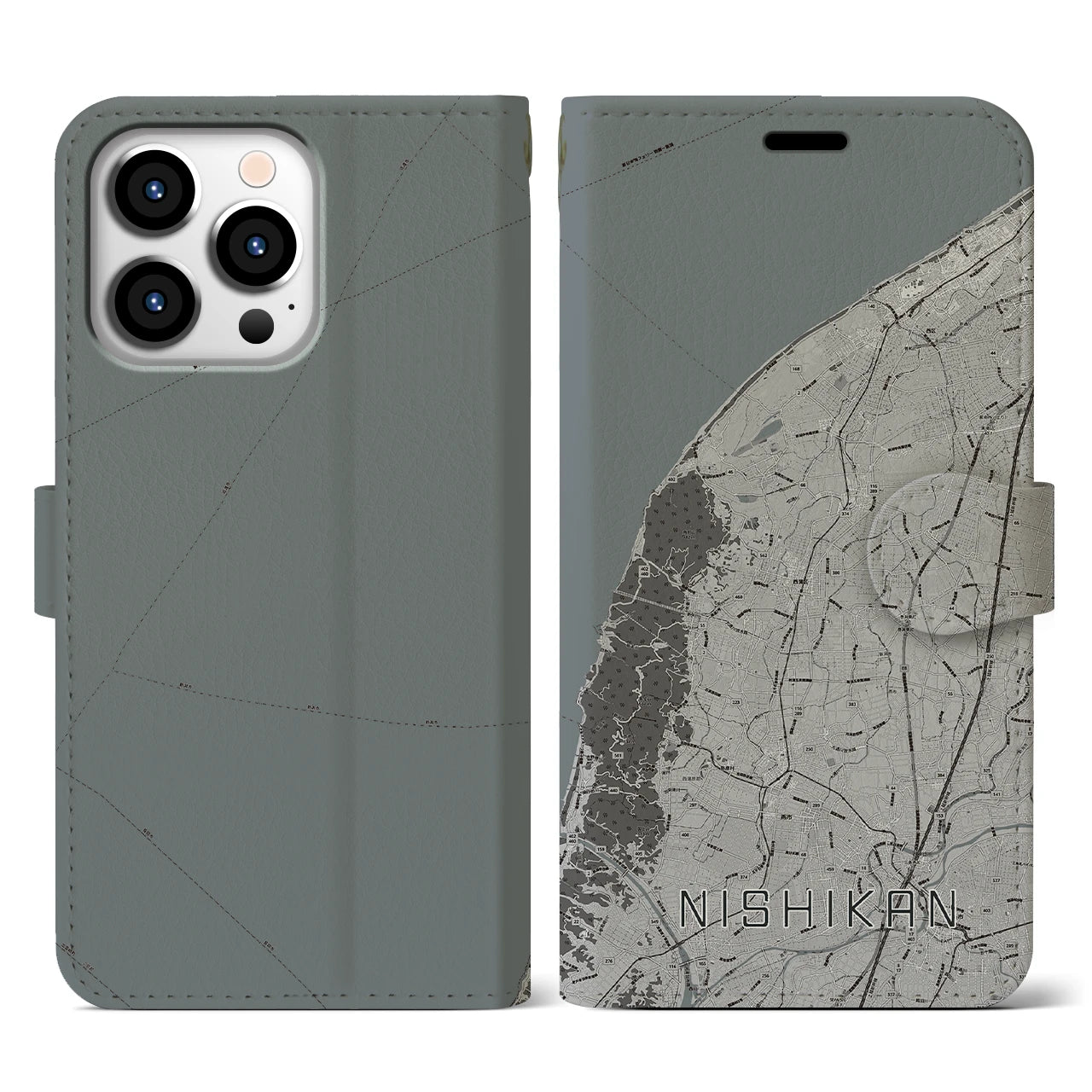 【西蒲(新潟県)】地図柄iPhoneケース(手帳タイプ)