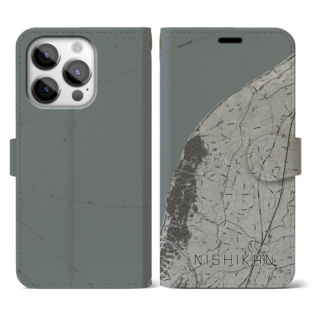 【西蒲(新潟県)】地図柄iPhoneケース(手帳タイプ)