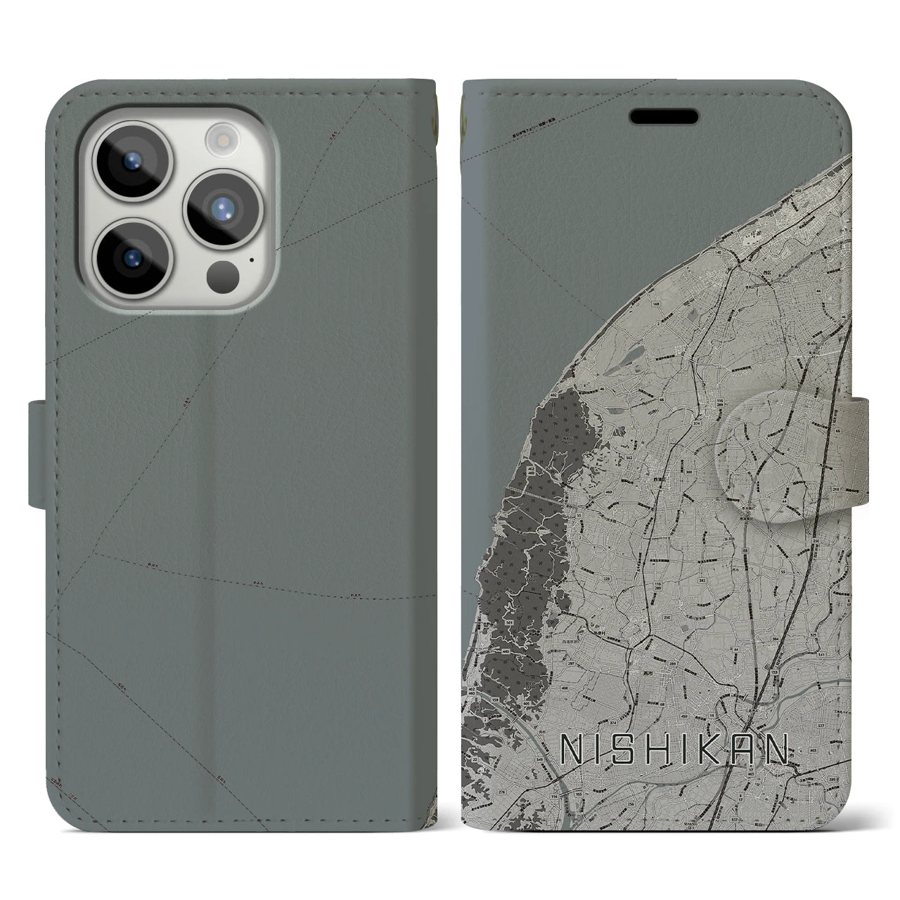 【西蒲(新潟県)】地図柄iPhoneケース(手帳タイプ)