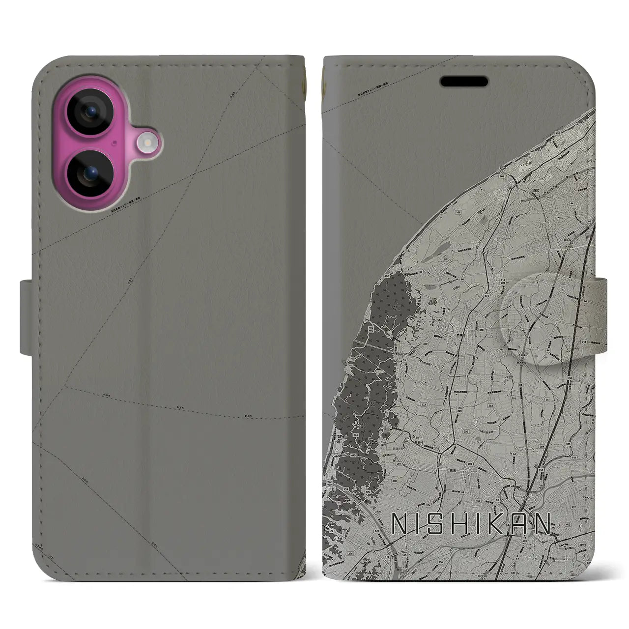 【西蒲(新潟県)】地図柄iPhoneケース(手帳タイプ)