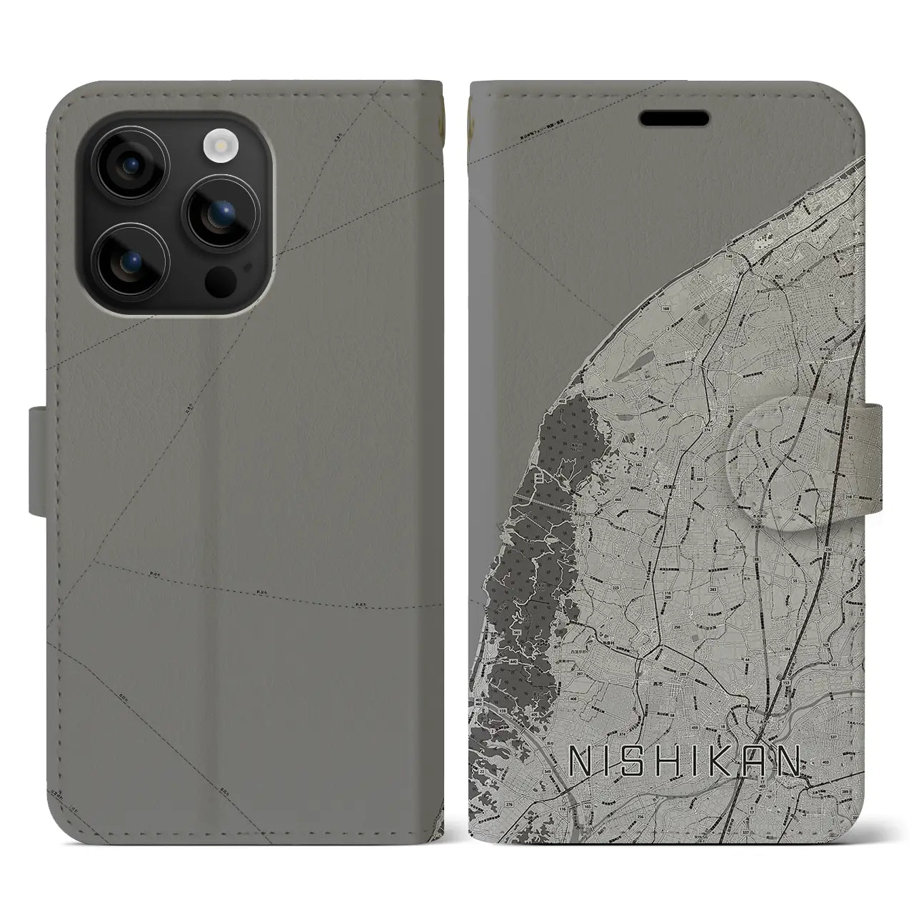 【西蒲(新潟県)】地図柄iPhoneケース(手帳タイプ)