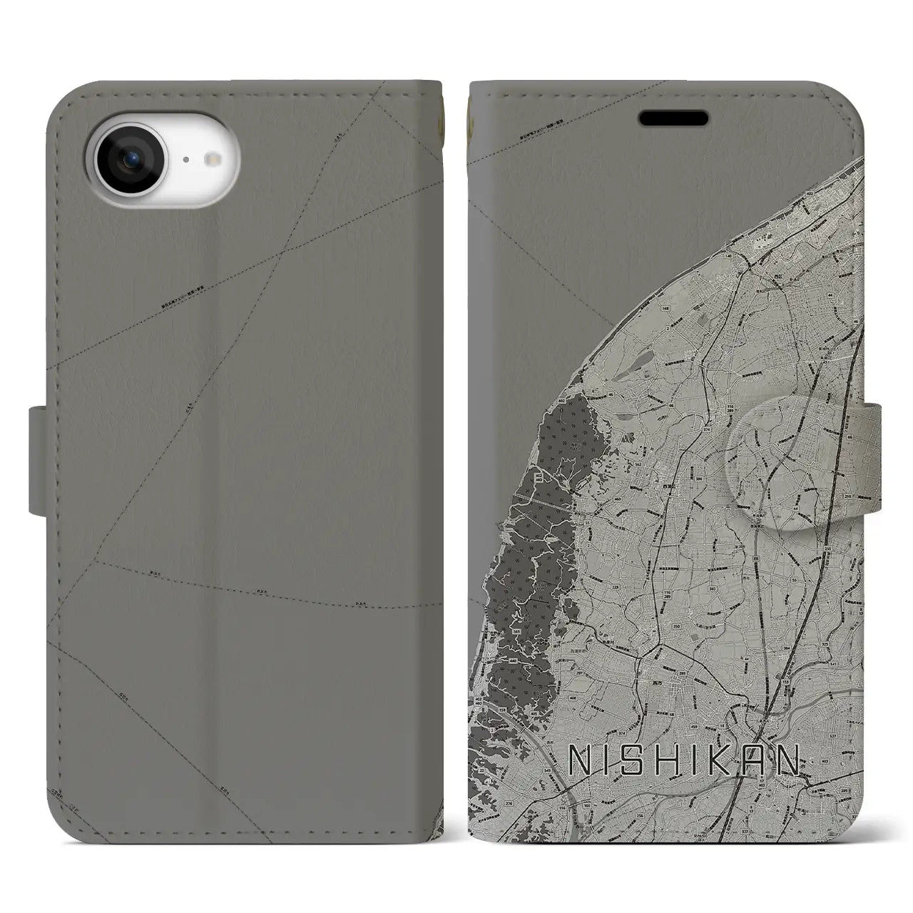 【西蒲(新潟県)】地図柄iPhoneケース(手帳タイプ)