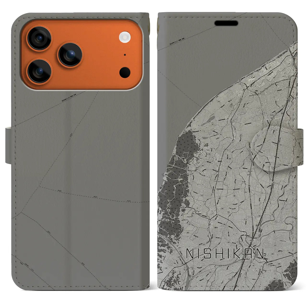 【西蒲(新潟県)】地図柄iPhoneケース(手帳タイプ)