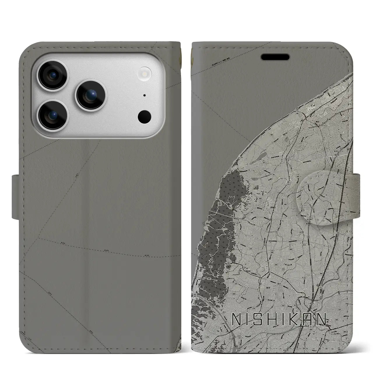 【西蒲(新潟県)】地図柄iPhoneケース(手帳タイプ)