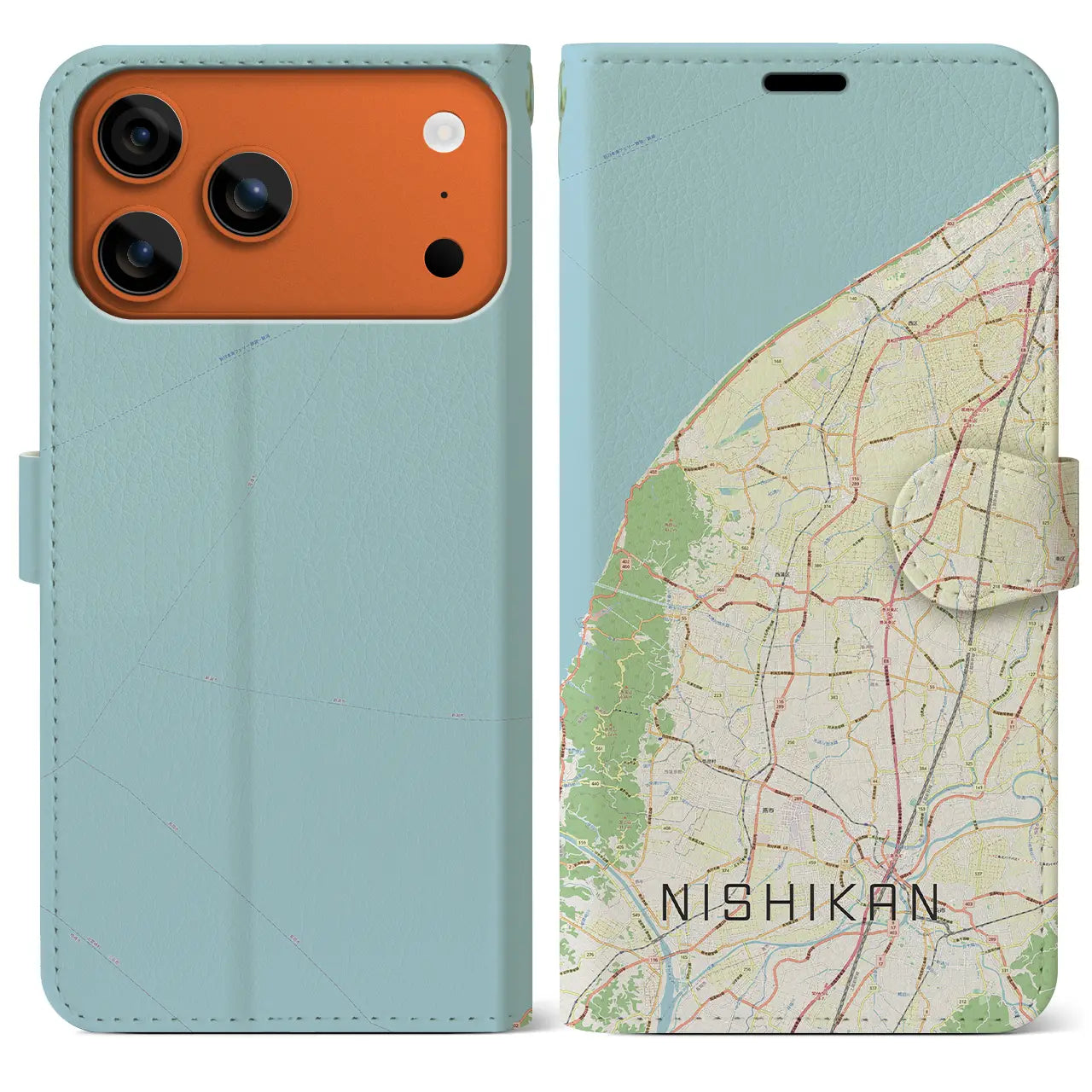 【西蒲(新潟県)】地図柄iPhoneケース(手帳タイプ)