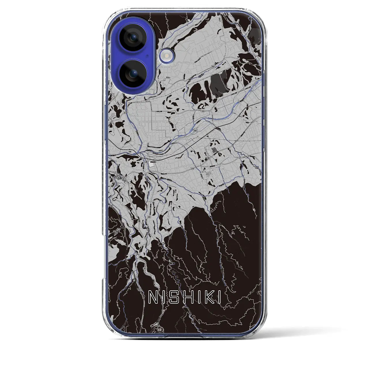【錦(熊本県)】地図柄iPhoneケース(クリアタイプ)モノトーン・iPhone 16 Pro Max 用
