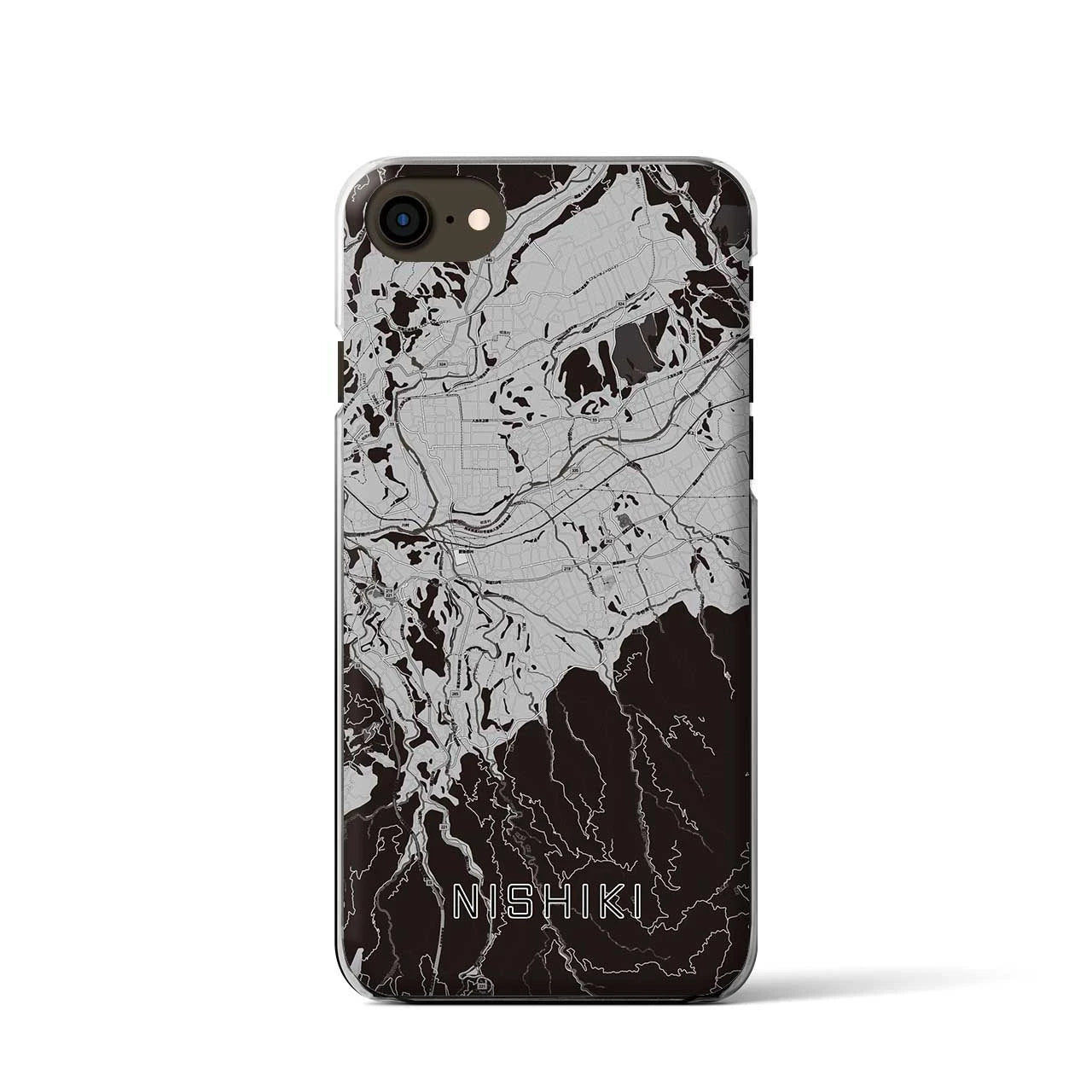 【錦(熊本県)】地図柄iPhoneケース(クリアタイプ)モノトーン・iPhone SE(第3 / 第2世代) / 8 / 7 / 6s / 6 用
