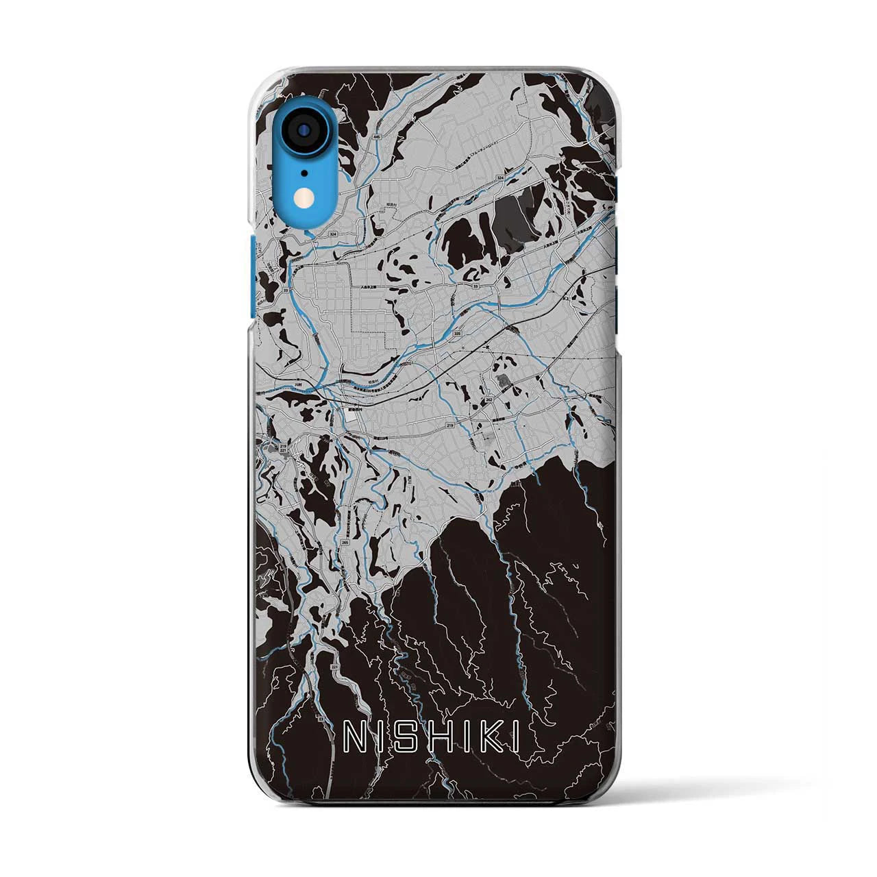 【錦(熊本県)】地図柄iPhoneケース(クリアタイプ)モノトーン・iPhone XR 用