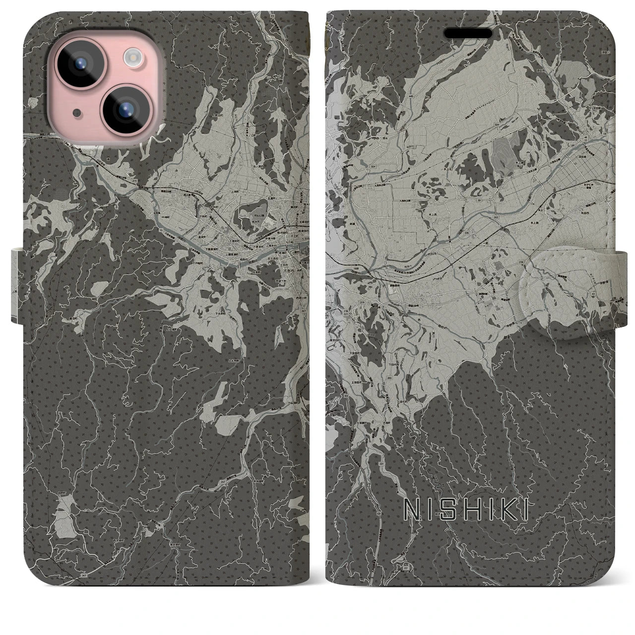 【錦(熊本県)】地図柄iPhoneケース(手帳タイプ)