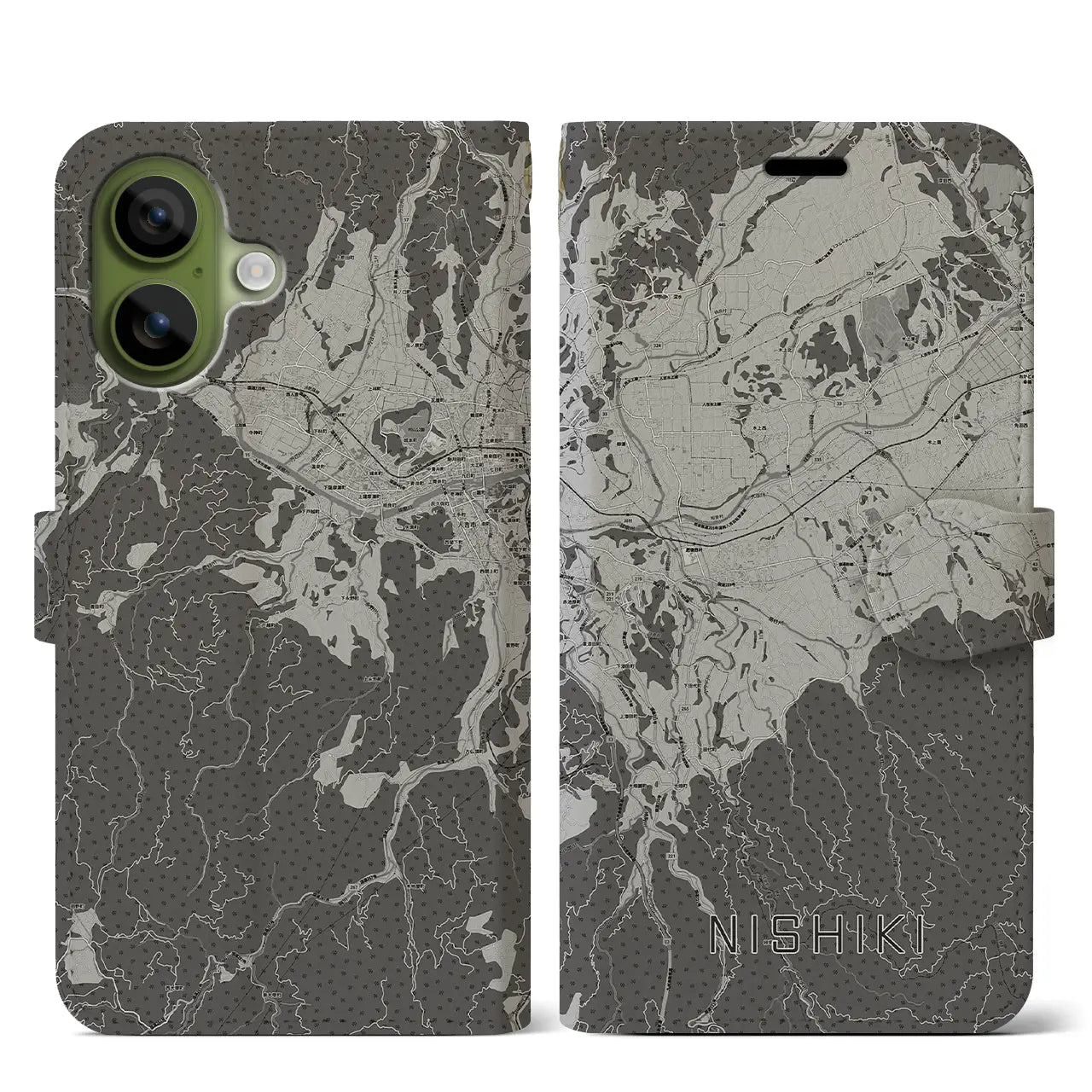 【錦(熊本県)】地図柄iPhoneケース(手帳タイプ)