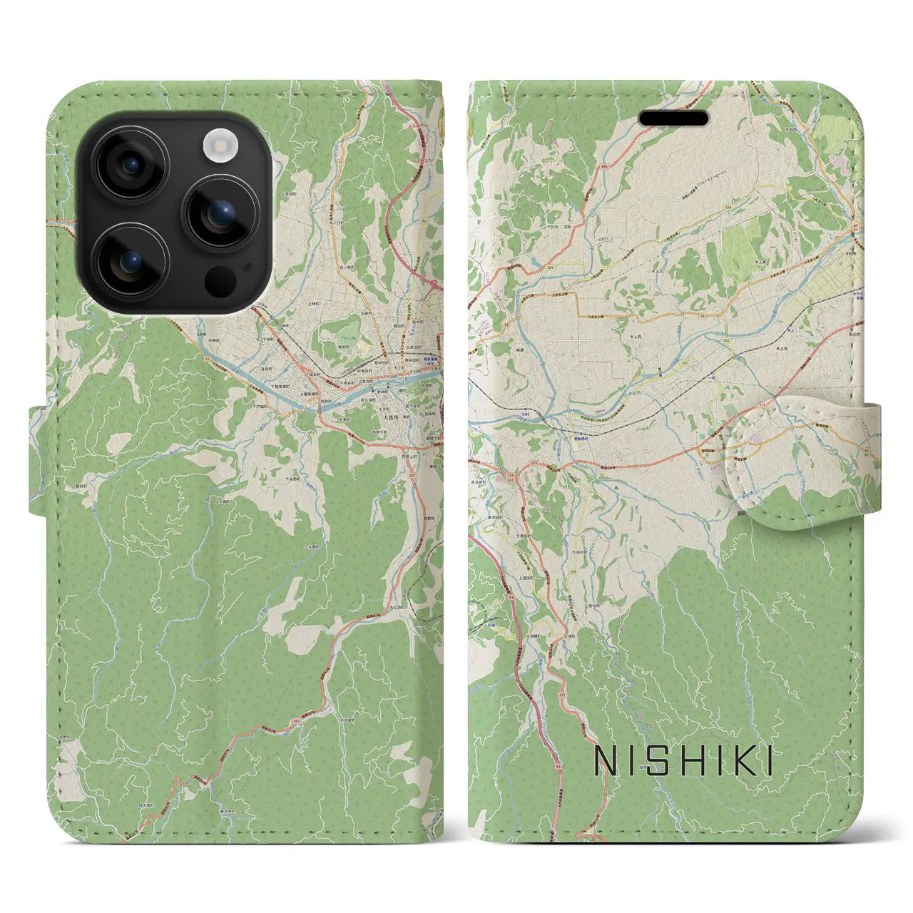 【錦(熊本県)】地図柄iPhoneケース(手帳タイプ)ナチュラル・iPhone 16 用