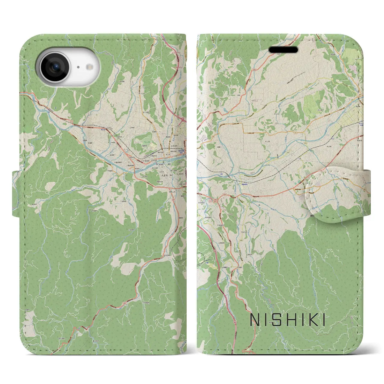 【錦(熊本県)】地図柄iPhoneケース(手帳タイプ)