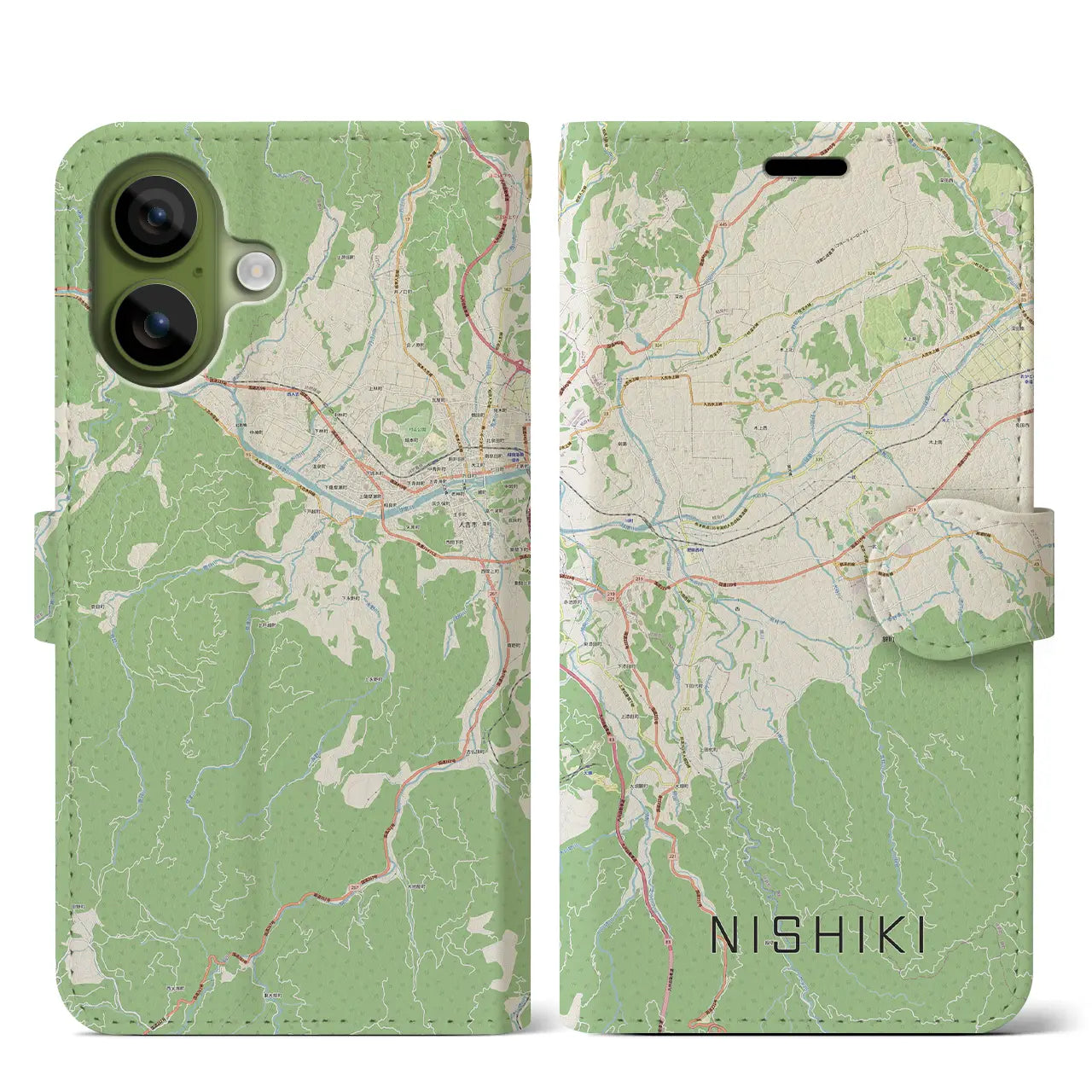 【錦(熊本県)】地図柄iPhoneケース(手帳タイプ)