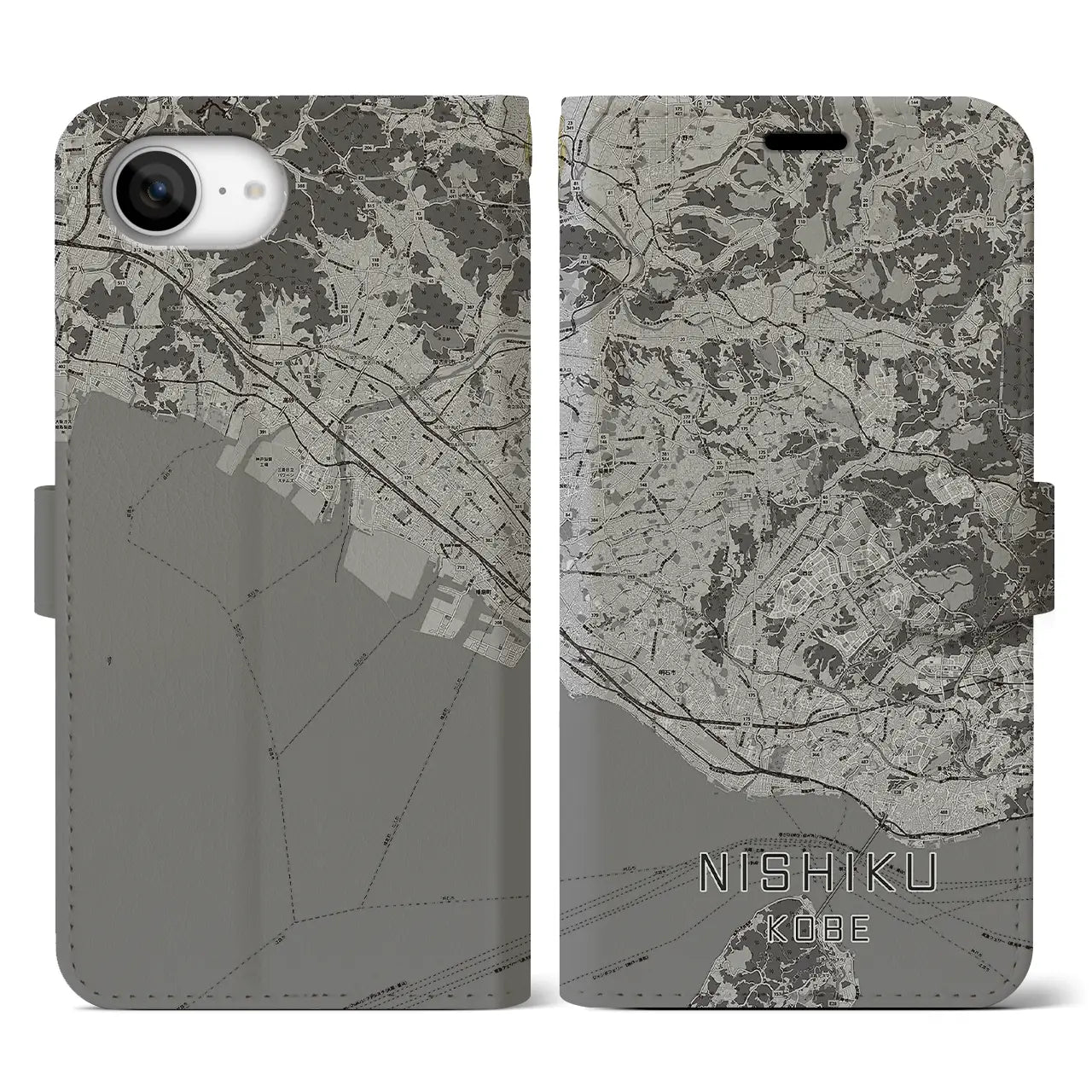 【西区(神戸市)】地図柄iPhoneケース(手帳タイプ)