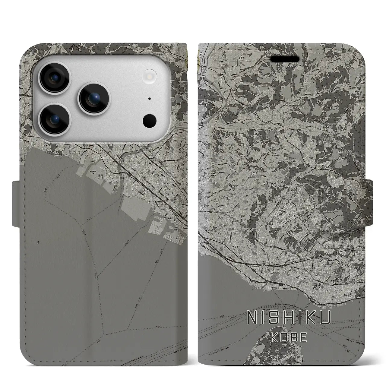 【西区(神戸市)】地図柄iPhoneケース(手帳タイプ)