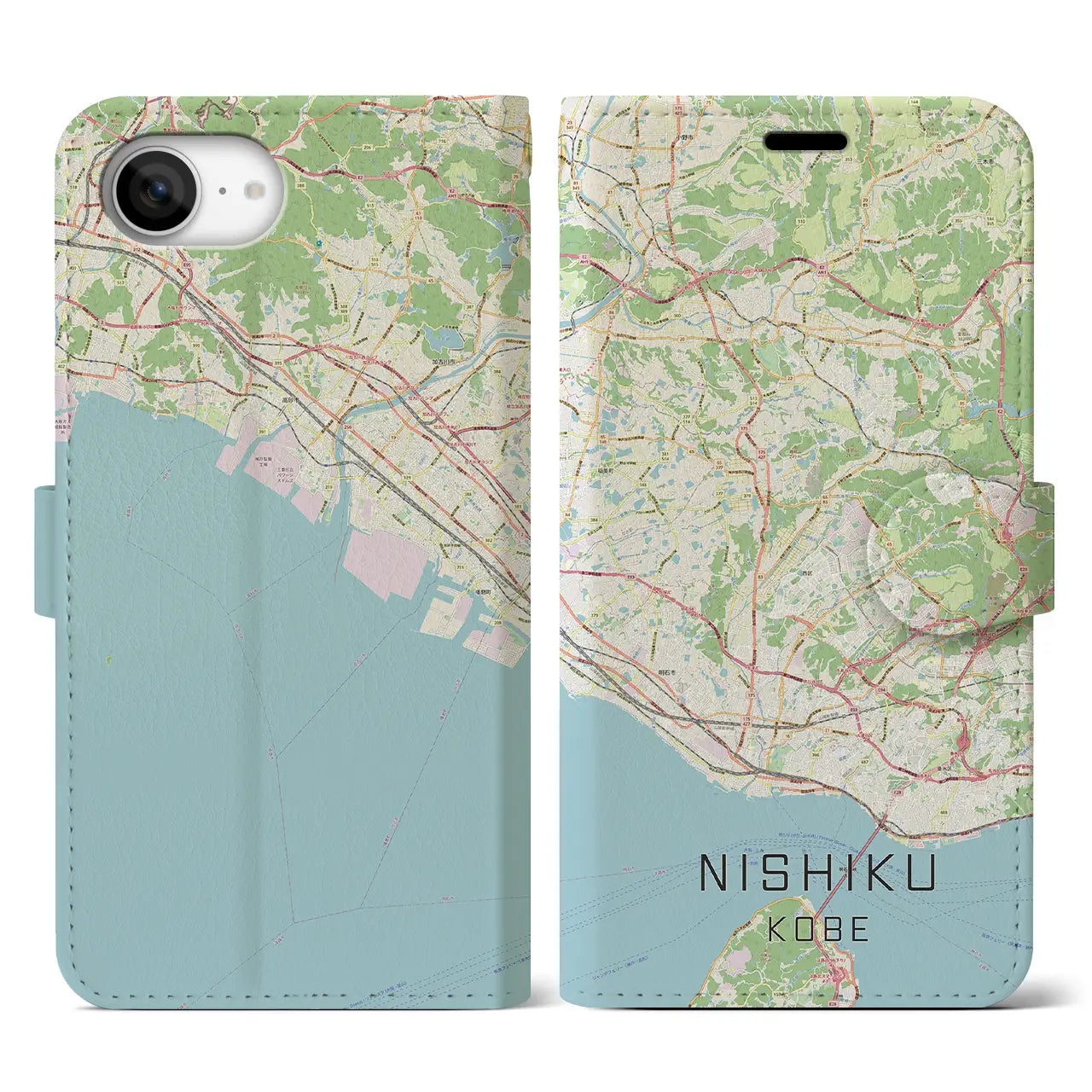 【西区(神戸市)】地図柄iPhoneケース(手帳タイプ)