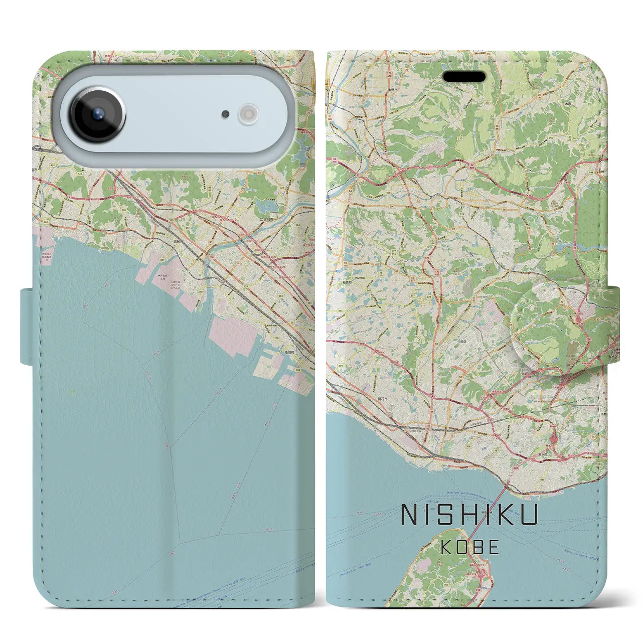 【西区(神戸市)】地図柄iPhoneケース(手帳タイプ)